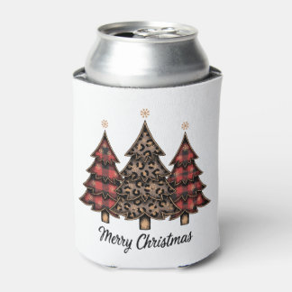 Rafraîchisseur Pour Canette Joyeux Arbres de Noël Buffalo Plaid Léopard Neige