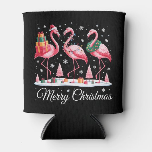 Rafraîchisseur Pour Canette Joyeux Flamant rose de Noël Lumière Noël Noël Noël (Devant)
