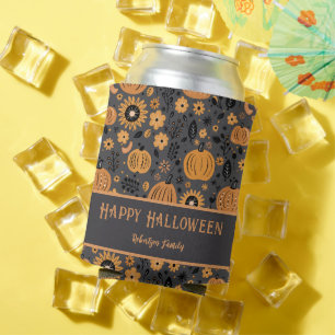 Rafraîchisseur Pour Canette Joyeux Halloween Automne Citrouille Nom de Famille