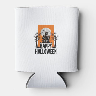 Rafraîchisseur Pour Canette Joyeux Halloween Maison Hantée Graphique Vintage_1