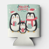 Rafraîchisseur Pour Canette Joyeux manchots enneigés de Noël (Dos)