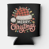 Rafraîchisseur Pour Canette Joyeux Noël Buffalo Red Plaid Santa Hat Xmas (Devant)