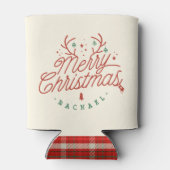 Rafraîchisseur Pour Canette Joyeux Noël Check Plaid Reinder personnalisé (Dos)