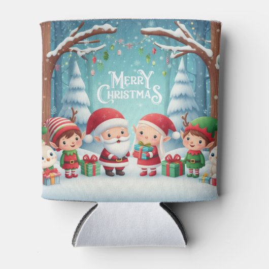 Rafraîchisseur Pour Canette Joyeux Noël/père Noël/neige elfes (Devant)