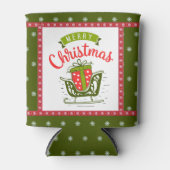 Rafraîchisseur Pour Canette Joyeux Noël Sleigh Festif Rouge Green Snowflake (Devant)