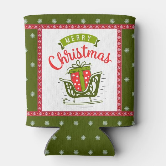 Rafraîchisseur Pour Canette Joyeux Noël Sleigh Festif Rouge Green Snowflake (Dos)