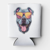 Rafraîchisseur Pour Canette Joyeux Pitbull bleu portant des lunettes de soleil (Devant)