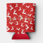 Rafraîchisseur Pour Canette Joyeux rennes de Noël Rouge (Devant)