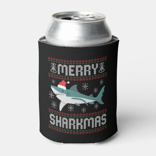 Rafraîchisseur Pour Canette Joyeux Sharkmas Funny Christmas Shark laide (Can devant)