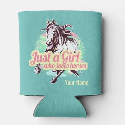 Rafraîchisseur Pour Canette Juste Une Fille Qui Aime Les Chevaux Aquarelle Vin (Dos)