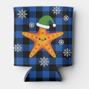 Rafraîchisseur Pour Canette Kawaii Xmas Starfish sur Blue Buffalo Motif