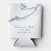 Rafraîchisseur Pour Canette Key West FL Map Elégant Marine Blue Wedding Favori (Devant)