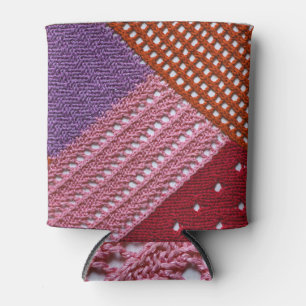 Rafraîchisseur Pour Canette Knit Coloré : Texture Patchwork Abstraite.
