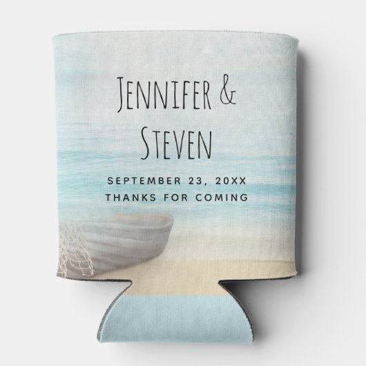 Rafraîchisseur Pour Canette La plage côtière avec Mariage en bois (Dos)