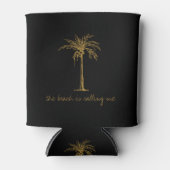 Rafraîchisseur Pour Canette La plage m'appelle Gold Coconut Palm Tree (Devant)