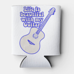 Rafraîchisseur Pour Canette La vie est belle avec ma guitare. bleu vintage