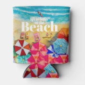 Rafraîchisseur Pour Canette La vie est meilleure à la plage (Devant)