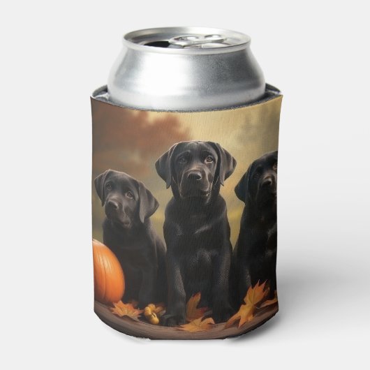 Rafraîchisseur Pour Canette Labrador Chiot Automne Citrouille de plaisir (Can devant)