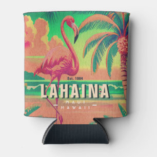 Rafraîchisseur Pour Canette Lahaina Maui Hawaii Flamant rose rétro Souvenir 19