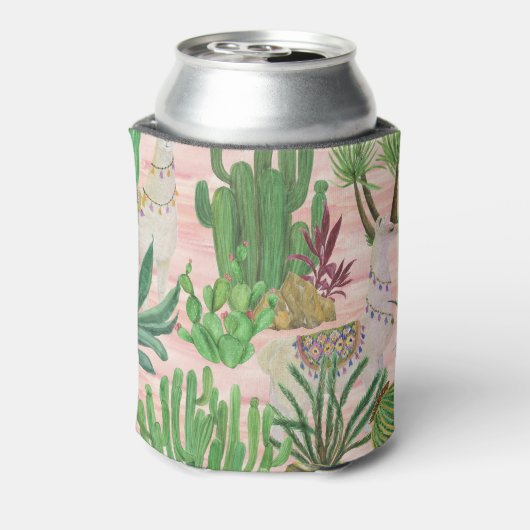 Rafraîchisseur Pour Canette Lamas aquarelle et motif cactus. (Can Dos)