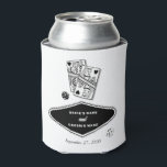 Rafraîchisseur Pour Canette Las Vegas Casino Destination Mariage Noir Blanc<br><div class="desc">Un design mariage à thème unique dessiné à la main par Las Vegas Casino. Destination moderne Las Vegas, Nevada thème mariage avec cartes à jouer, casino de jeux d'argent illustrations à thème. Un mariage Las Vegas noir et blanc peut refroidir le design idéal pour les mariages de casino à thème....</div>