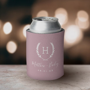 Rafraîchisseur Pour Canette Laurel Crest Mariage Monogramme   Mauve