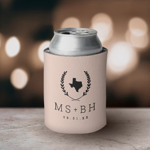 Rafraîchisseur Pour Canette Laurel Crest Texas Mariage Monogramme   Blush