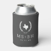 Rafraîchisseur Pour Canette Laurel Crest Texas Mariage Monogramme | Charbon (Can devant)
