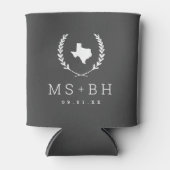 Rafraîchisseur Pour Canette Laurel Crest Texas Mariage Monogramme | Charbon (Devant)