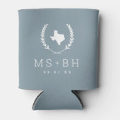 Rafraîchisseur Pour Canette Laurel Crest Texas Mariage Monogramme | Dusty Blue (Devant)