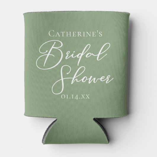 Rafraîchisseur Pour Canette Lavage de Mariage Vert Sage Chic Personnalisé (Devant)