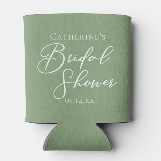 Rafraîchisseur Pour Canette Lavage de Mariage Vert Sage Chic Personnalisé (Dos)