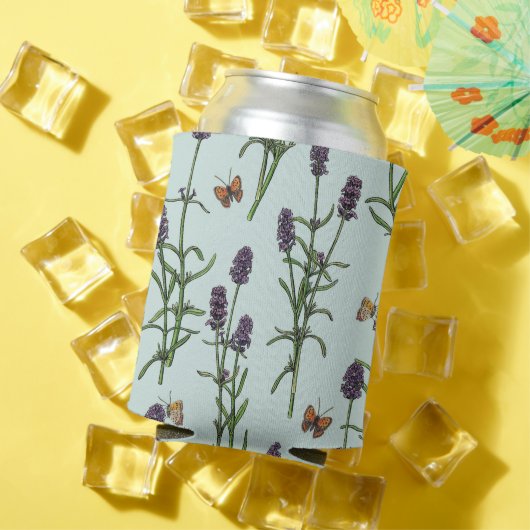 Rafraîchisseur Pour Canette Lavande et papillons sur verre de mer (Été in situ)