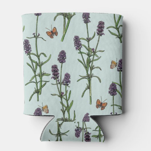 Rafraîchisseur Pour Canette Lavande et papillons sur verre de mer (Dos)