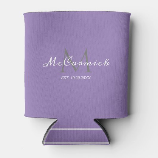 Rafraîchisseur Pour Canette Lavande moderne violet Mariage Script Monogramme (Devant)