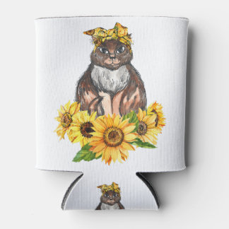 Rafraîchisseur Pour Canette Le Chat Sur Le Tournesol Hippie Shirt Coute Cadeau