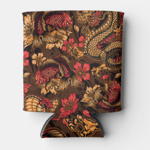 Rafraîchisseur Pour Canette Le dragon japonais koi motif.