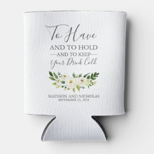 Rafraîchisseur Pour Canette Le mariage de fleur blanche et de verdure peut des