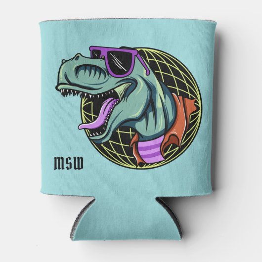 Rafraîchisseur Pour Canette Le monogramme personnalisé Hipster T-Rex peut refr (Devant)