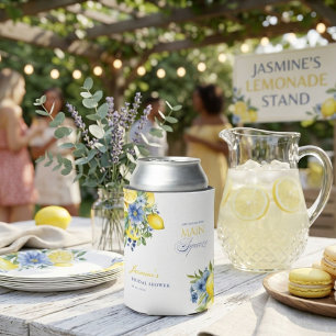 Rafraîchisseur Pour Canette Lemon Blue Floral Citrus Fête de Mariage