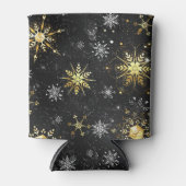 Rafraîchisseur Pour Canette Les flocons dorés de Noël sur l'Arrière - plan noi (Devant)