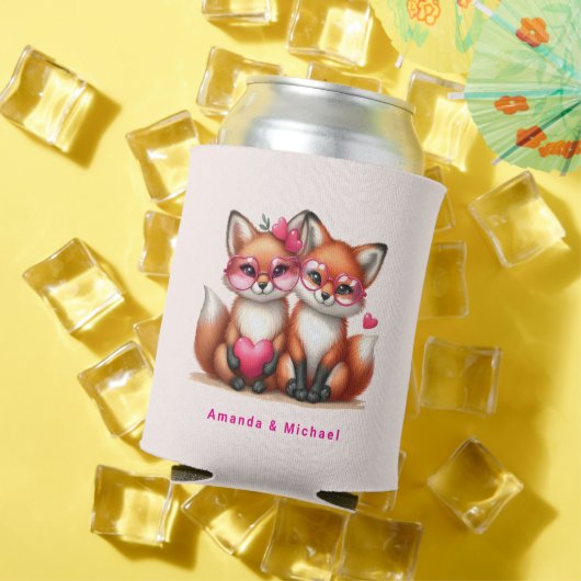 Rafraîchisseur Pour Canette Les mignons renards orange en amour (Été in situ)