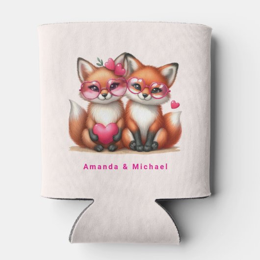 Rafraîchisseur Pour Canette Les mignons renards orange en amour (Dos)