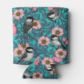 Rafraîchisseur Pour Canette Les poulets dans la nature rose, rose et bleu (Dos)