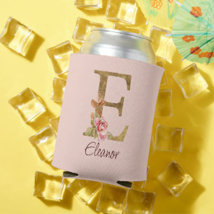 Rafraîchisseur Pour Canette Lettre de nom personnalisée E Roses roses blush fe