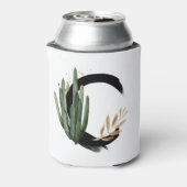 Rafraîchisseur Pour Canette LETTRE Feuille Tropicale Faux Gold Foil C MONogram (Can Dos)