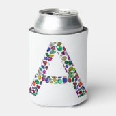 Rafraîchisseur Pour Canette Lettre initiale A avec Monogramme floral de pierre (Can devant)