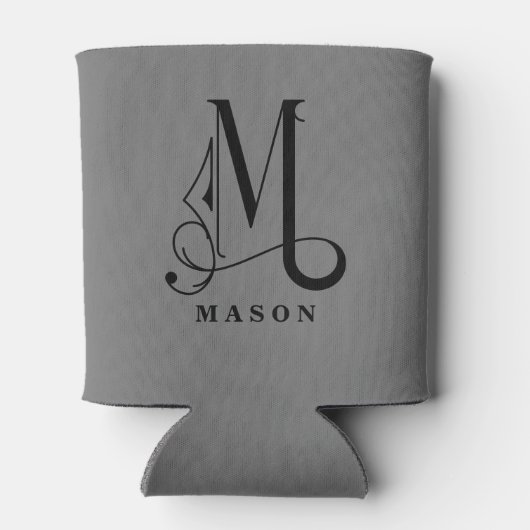 Rafraîchisseur Pour Canette Lettre M M monogramme stylée avec nom (Dos)