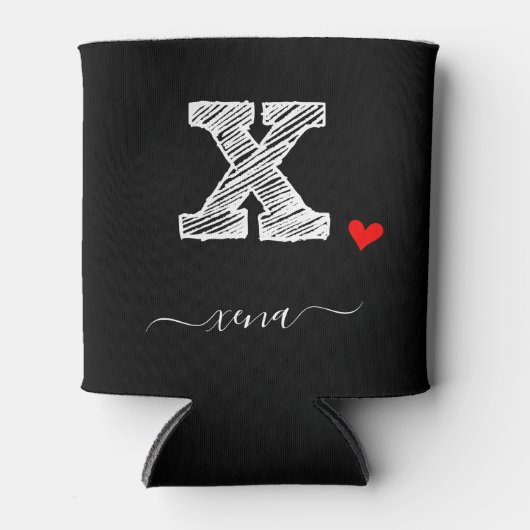 Rafraîchisseur Pour Canette Lettre X Monogramme d'esquisse rétrospective, Pâte (Devant)