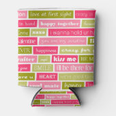 Rafraîchisseur Pour Canette Lettres d'amour rose et vert (Devant)